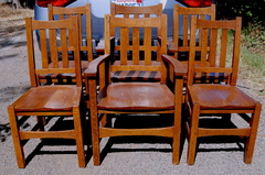 Set of 6 Stickley Brothers Dining Chairs including two arm chairs, signed.